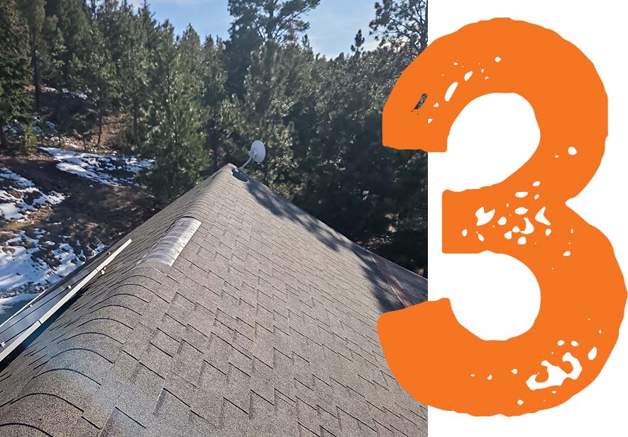 Mountain Roofing Wind Damage Missing Ridge Cap Wind damage presents itself most often on the ridge. Look from the ground for variations in the roof line indicating missing shingles.