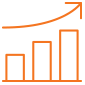 Unmatched-ROI An icon of a graph growing up and to the right indicating increased return on investment you can see with a high quality metal roof.